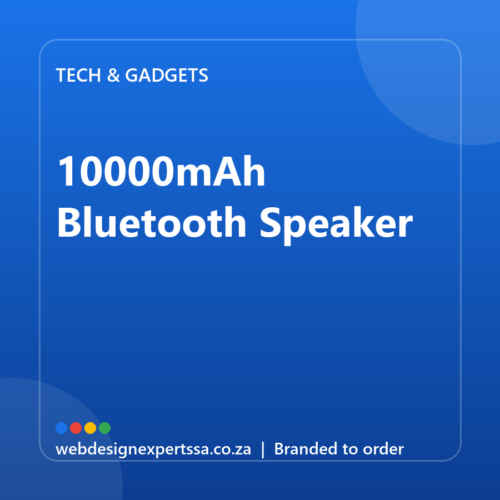 Branded 10000mAh Bluetooth Speaker — custom branded tech gift with your logo | Web Design Experts SA Branded 10000mAh Bluetooth Speaker — custom branded tech gift with your logo | Web Design Experts SA