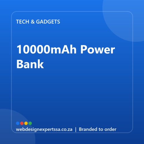 Branded 10000mAh Power Bank — custom branded tech gift with your logo | Web Design Experts SA Branded 10000mAh Power Bank — custom branded tech gift with your logo | Web Design Experts SA