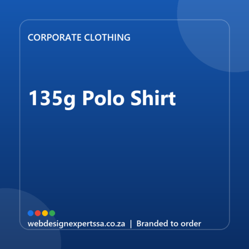 Branded 135g Polo Shirt — custom corporate clothing with your logo | Web Design Experts SA Branded 135g Polo Shirt — custom corporate clothing with your logo | Web Design Experts SA