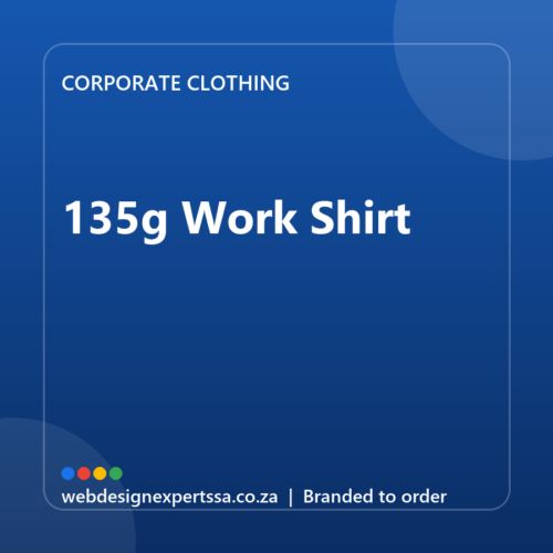Branded 135g Work Shirt — custom corporate clothing with your logo | Web Design Experts SA Branded 135g Work Shirt — custom corporate clothing with your logo | Web Design Experts SA