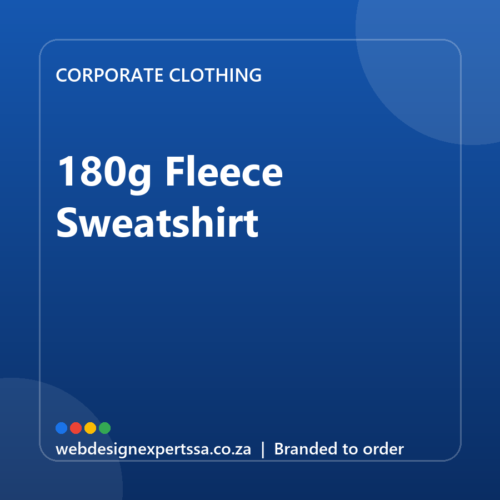 Branded 180g Fleece Sweatshirt — custom corporate clothing with your logo | Web Design Experts SA Branded 180g Fleece Sweatshirt — custom corporate clothing with your logo | Web Design Experts SA