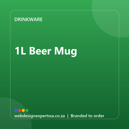 Branded 1L Beer Mug — custom branded drinkware with your logo | Web Design Experts SA Branded 1L Beer Mug — custom branded drinkware with your logo | Web Design Experts SA