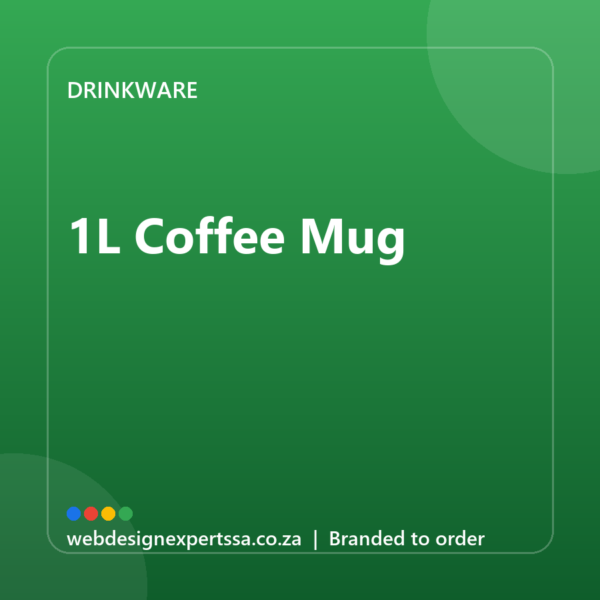 Branded 1L Coffee Mug — custom branded drinkware with your logo | Web Design Experts SA Branded 1L Coffee Mug — custom branded drinkware with your logo | Web Design Experts SA