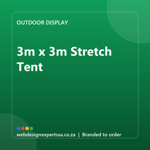 Branded 3m x 3m Stretch Tent — custom outdoor display with your logo | Web Design Experts SA Branded 3m x 3m Stretch Tent — custom outdoor display with your logo | Web Design Experts SA