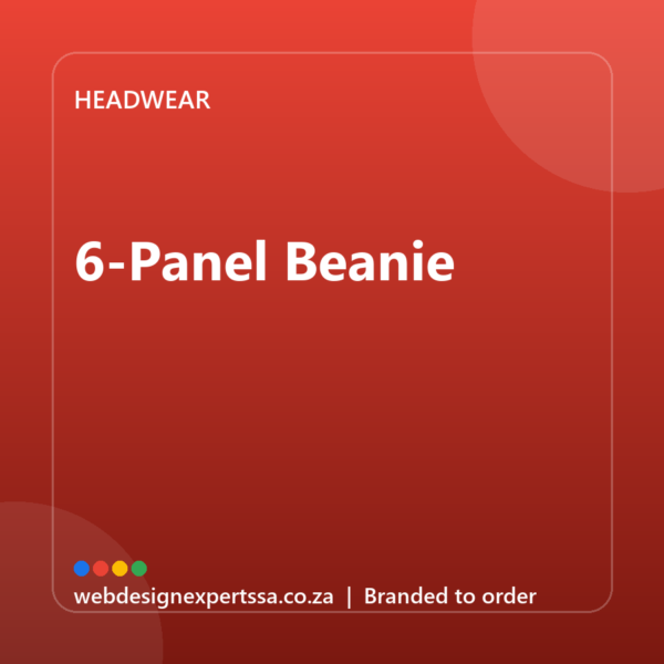 Branded 6-Panel Beanie — custom branded cap with your logo | Web Design Experts SA