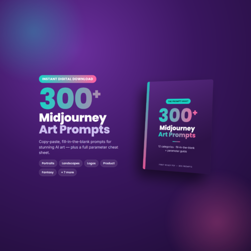 300+ Midjourney Art Prompts | AI Art Prompt Pack with Parameter Guide | Instant PDF Download 300+ Midjourney Art Prompts | AI Art Prompt Pack with Parameter Guide | Instant PDF Download