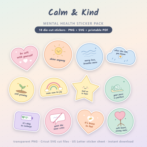 Mental Health Stickers Printable Cricut SVG Self Care Sticker Pack Positive Affirmation Die Cut Stickers GoodNotes Planner Therapy Gift 18 Pack Instant Download Mental Health Stickers Printable Cricut SVG Self Care Sticker Pack Positive Affirmation Die Cut Stickers GoodNotes Planner Therapy Gift 18 Pack Instant Download