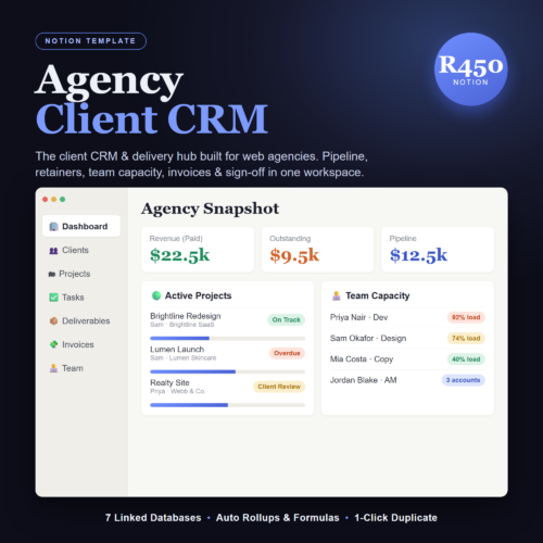 Agency Client CRM Notion Template | Web Agency CRM