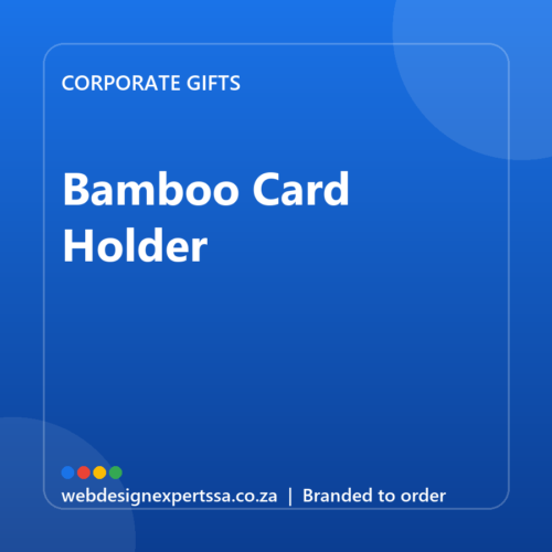 Branded Bamboo Card Holder — custom corporate gift with your logo | Web Design Experts SA