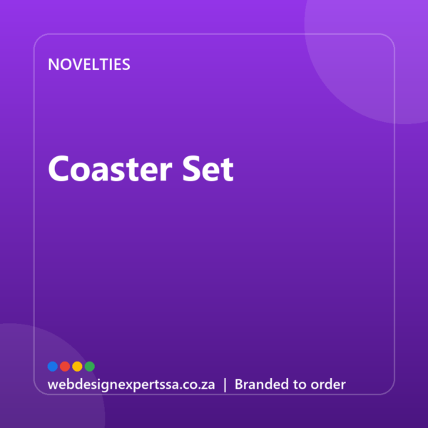Branded Coaster Set — custom promotional gift with your logo | Web Design Experts SA Branded Coaster Set — custom promotional gift with your logo | Web Design Experts SA
