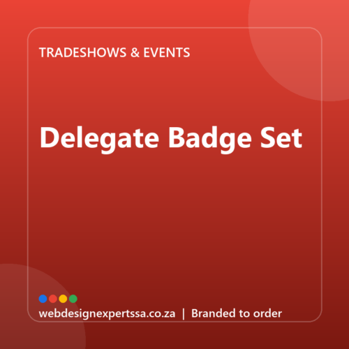 Branded Delegate Badge Set — custom event branding with your logo | Web Design Experts SA