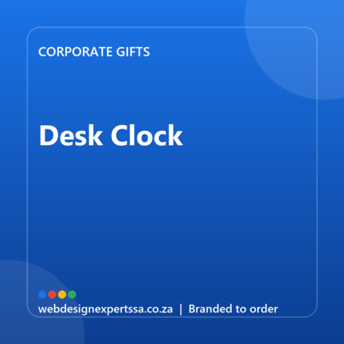 Branded Desk Clock — custom corporate gift with your logo | Web Design Experts SA Branded Desk Clock — custom corporate gift with your logo | Web Design Experts SA