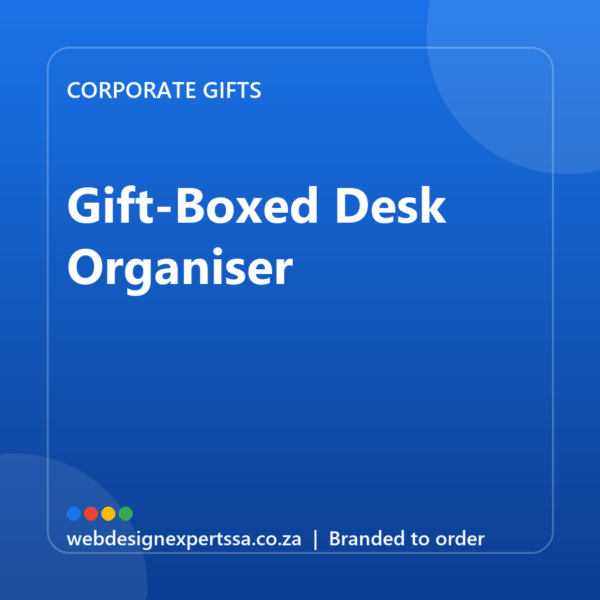 Branded Gift-Boxed Desk Organiser — custom corporate gift with your logo | Web Design Experts SA Branded Gift-Boxed Desk Organiser — custom corporate gift with your logo | Web Design Experts SA