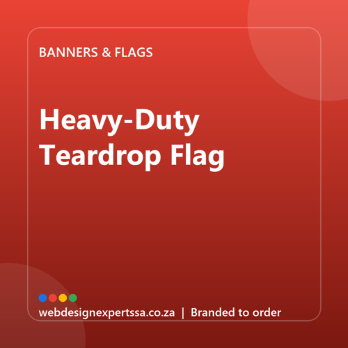 Branded Heavy-Duty Teardrop Flag — custom branded banner with your logo | Web Design Experts SA