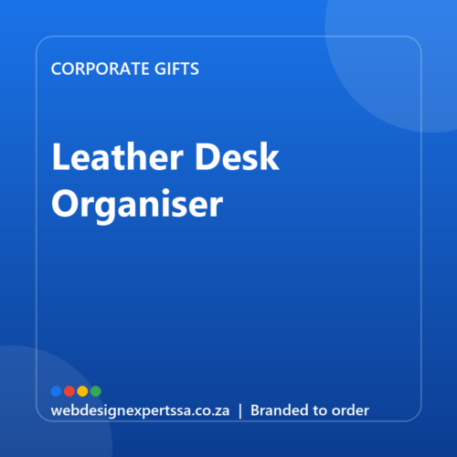 Branded Leather Desk Organiser — custom corporate gift with your logo | Web Design Experts SA Branded Leather Desk Organiser — custom corporate gift with your logo | Web Design Experts SA