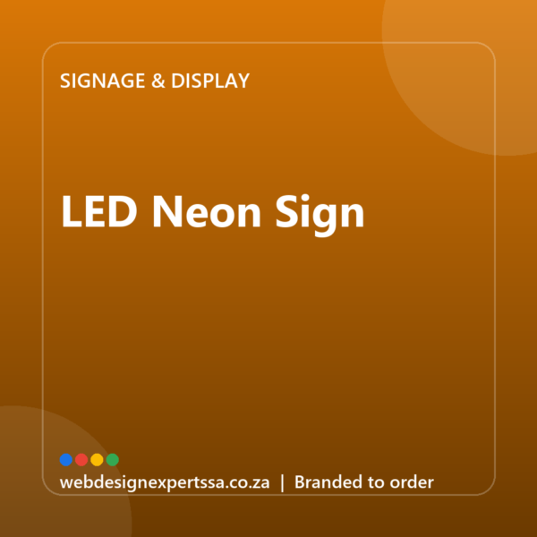 Branded LED Neon Sign — custom business signage with your logo | Web Design Experts SA
