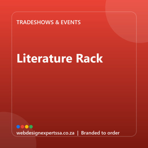 Branded Literature Rack — custom event branding with your logo | Web Design Experts SA