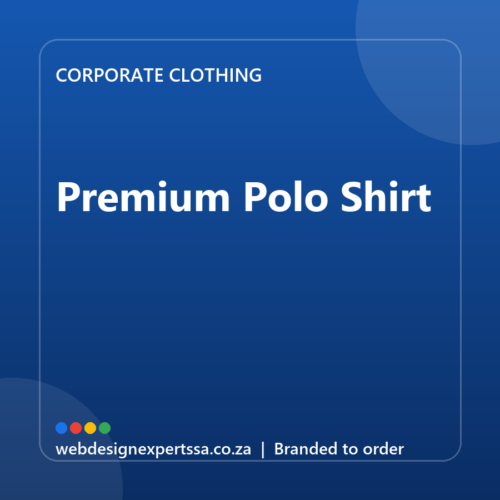 Branded Premium Polo Shirt — custom corporate clothing with your logo | Web Design Experts SA Branded Premium Polo Shirt — custom corporate clothing with your logo | Web Design Experts SA