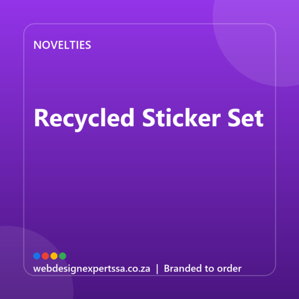 Branded Recycled Sticker Set — custom promotional gift with your logo | Web Design Experts SA Branded Recycled Sticker Set — custom promotional gift with your logo | Web Design Experts SA