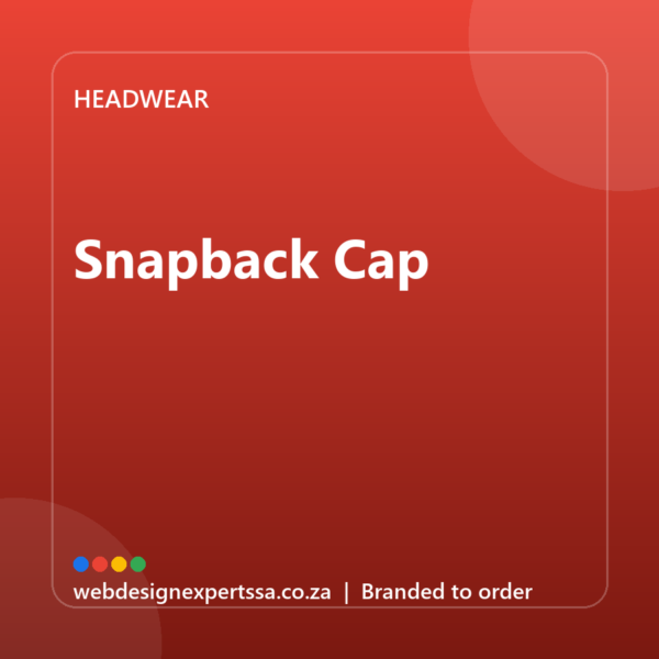 Branded Snapback Cap — custom branded cap with your logo | Web Design Experts SA