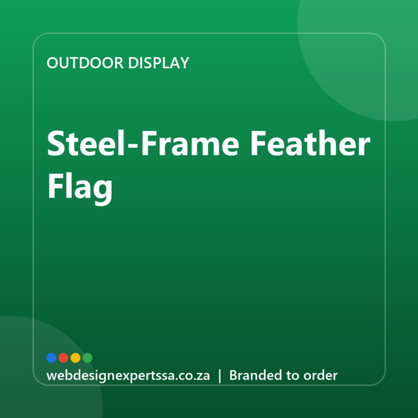 Branded Steel-Frame Feather Flag — custom outdoor display with your logo | Web Design Experts SA Branded Steel-Frame Feather Flag — custom outdoor display with your logo | Web Design Experts SA
