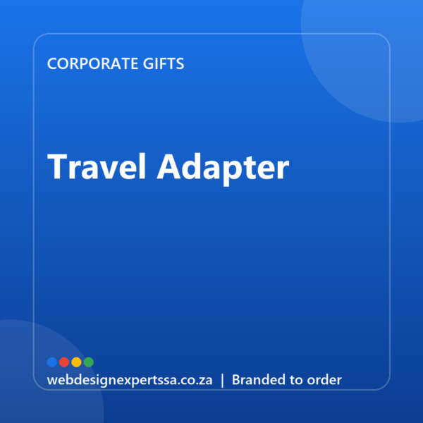 Branded Travel Adapter — custom corporate gift with your logo | Web Design Experts SA Branded Travel Adapter — custom corporate gift with your logo | Web Design Experts SA